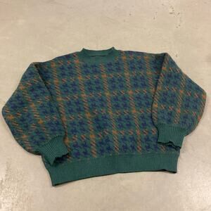 vintage y2k green patterned sweater